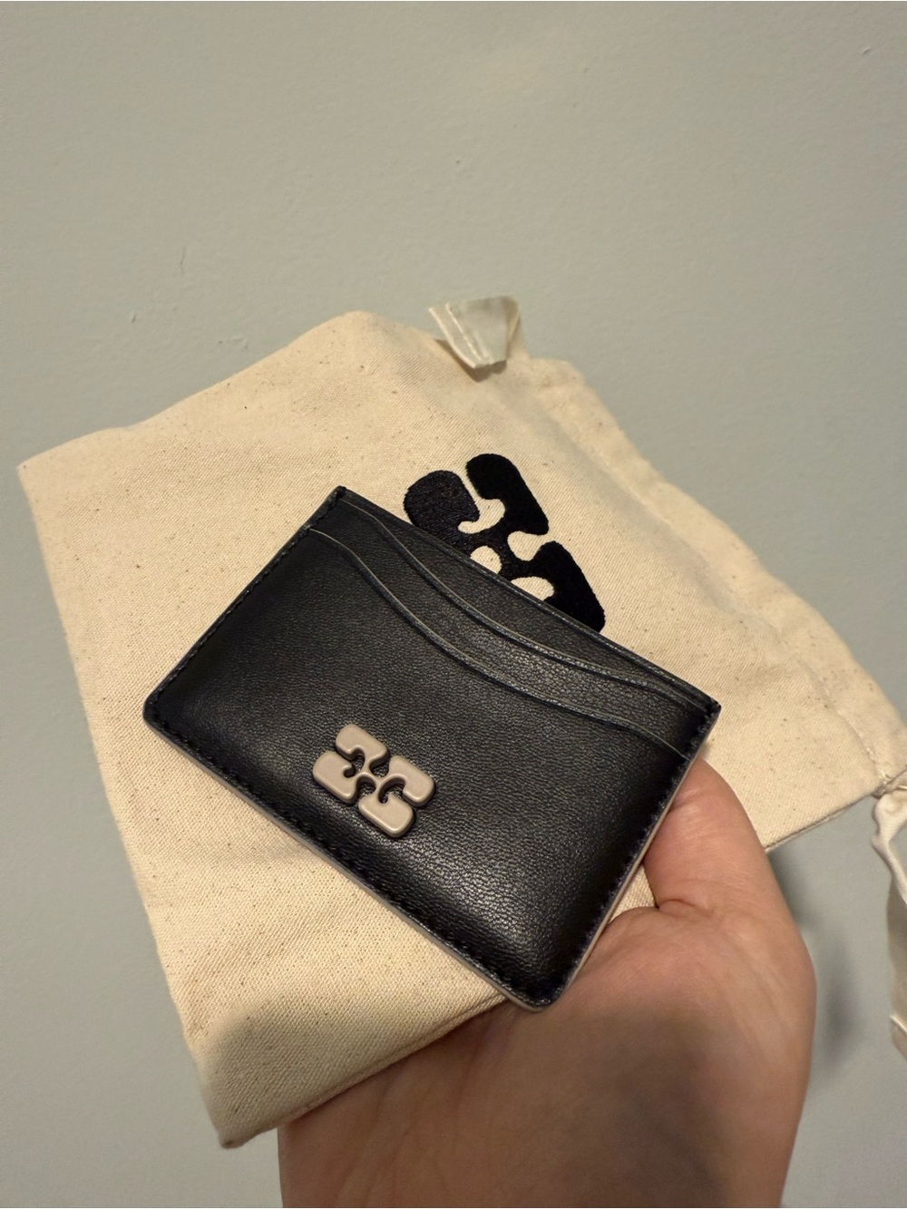 New Ganni Card holder Black with dustbag